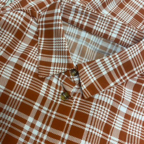 Rust and White Plaid Oversized Button Down Shirt - Picture 7 of 7